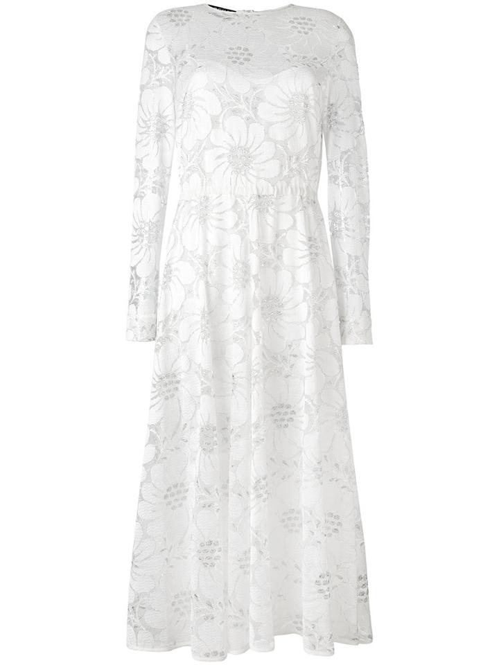 Rochas - Floral Semi-sheer Flared Dress - Women - Silk/lurex/polyamide/rayon - 48, White, Silk/lurex/polyamide/rayon