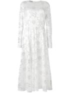Rochas - Floral Semi-sheer Flared Dress - Women - Silk/lurex/polyamide/rayon - 48, White, Silk/lurex/polyamide/rayon