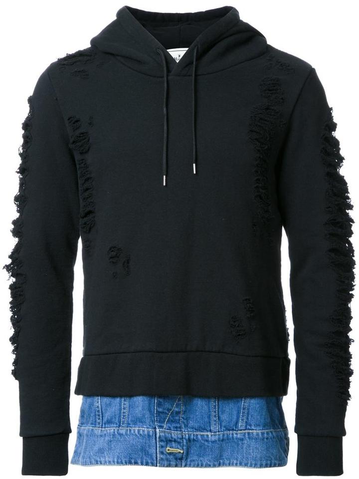 Miharayasuhiro Layered Detail Hoodie, Men's, Size: 50, Black, Cotton