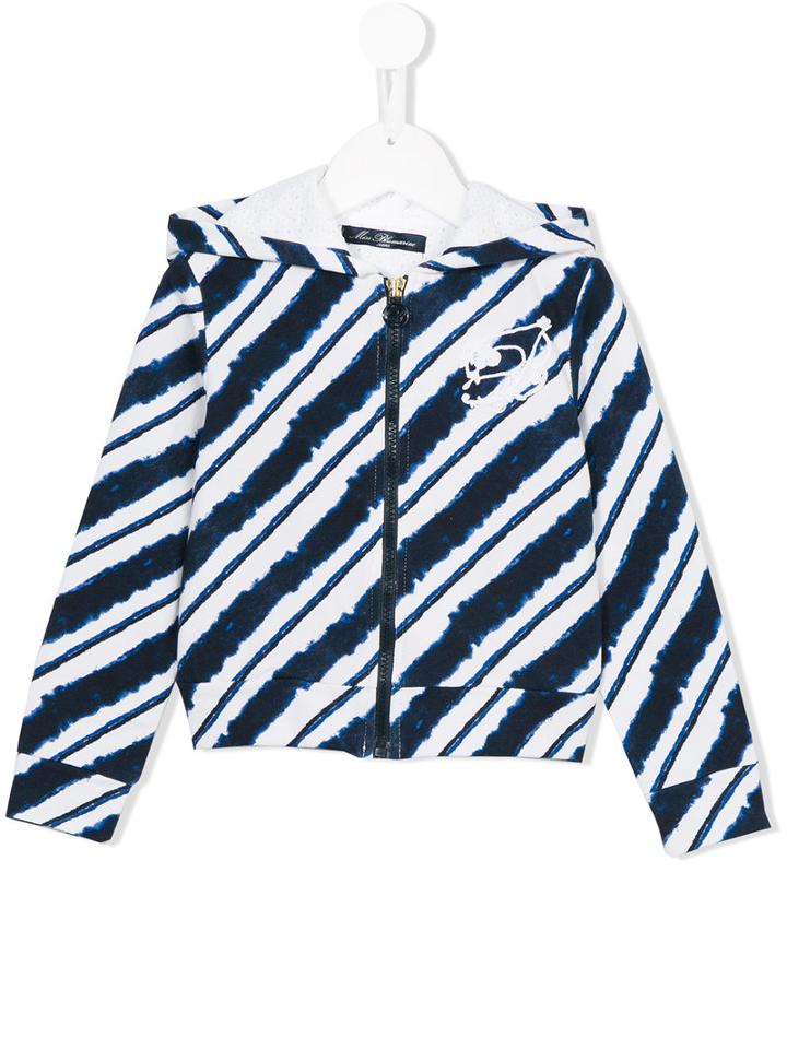 Miss Blumarine Striped Hoodie, Girl's, Size: 8 Yrs, Blue