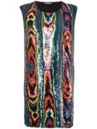 Balmain Psychedelic Sequin Dress, Women's, Size: 42, Black, Cotton/acrylic/spandex/elastane/viscose