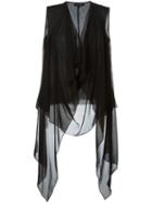Unconditional Draped Sheer Top, Women's, Size: Xs, Black, Silk