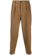 Pt01 Feather Detail Tailored Trousers - Brown