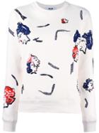 Msgm Embroidered Sweatshirt, Women's, Size: Large, White, Cotton