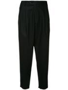 Sartorial Monk Cropped Tapered Trousers - Black