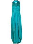 Hermès Pre-owned Pleated Cape Detail Dress - Blue