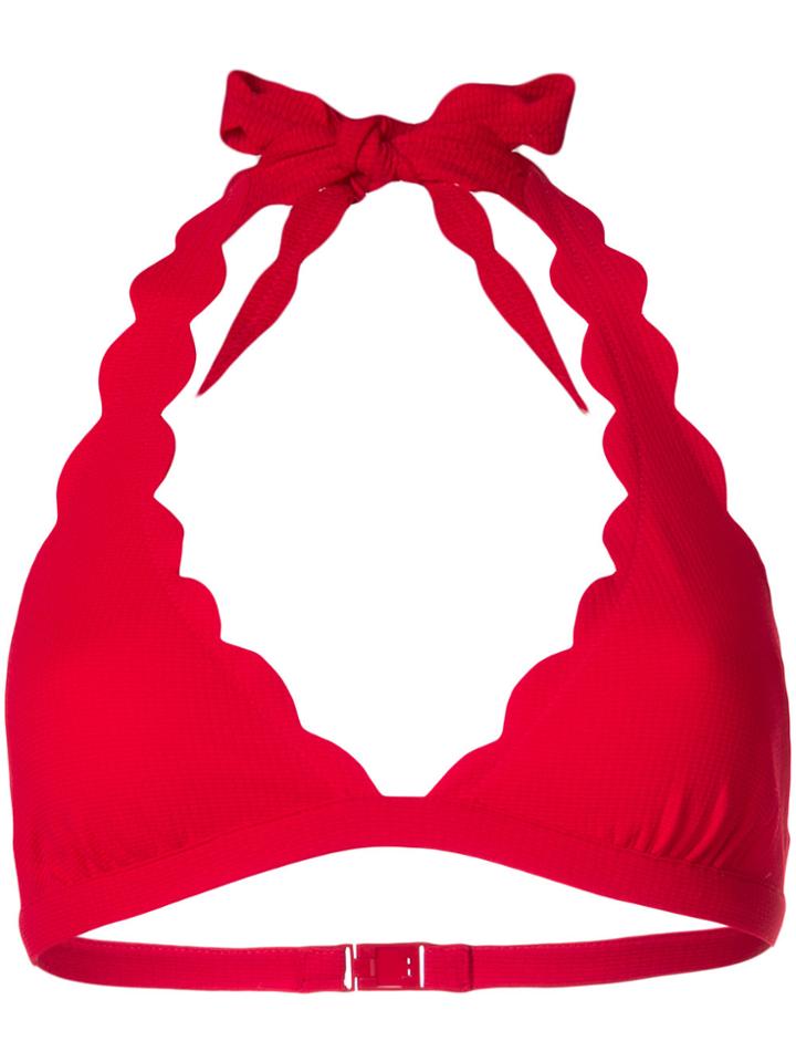 Marysia Scalloped Triangle Bikini Top - Red