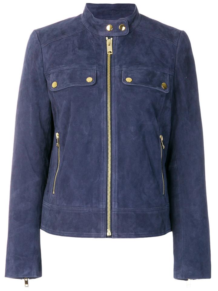 Michael Michael Kors Zipped Suede Jacket - Blue