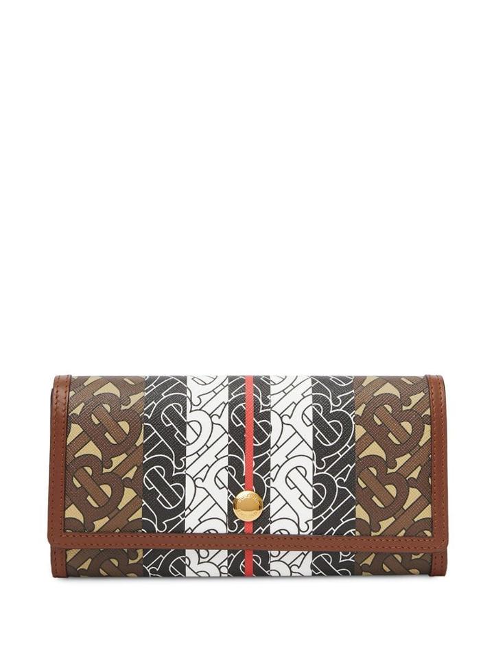Burberry Monogram Stripe E-canvas Continental Wallet - Brown