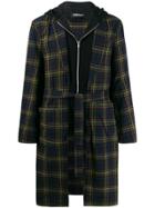 Undercover Checked Hooded Coat - Green
