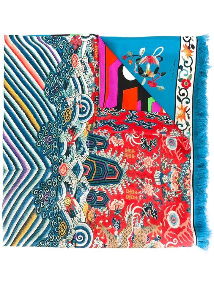 Pierre-louis Mascia Striped Scarf, Women's, Blue, Silk
