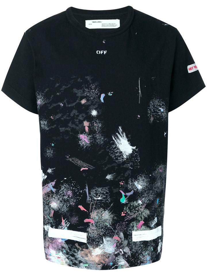 Off-white - Stain Print T-shirt - Men - Cotton - M, Black, Cotton