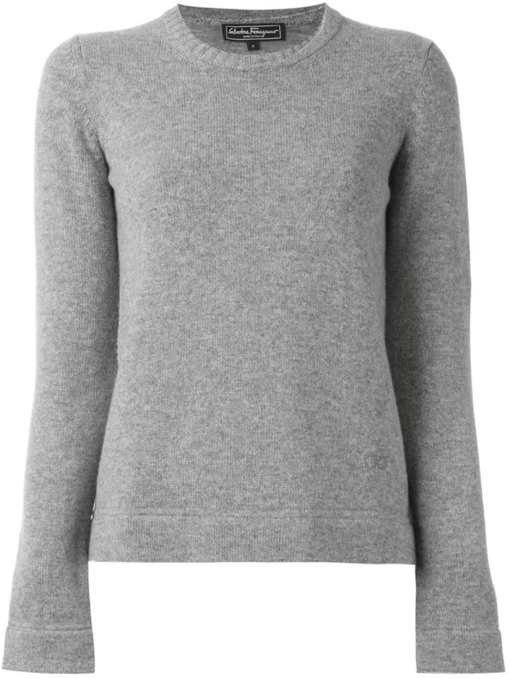 Salvatore Ferragamo Crew Neck Jumper, Women's, Size: Medium, Grey, Cashmere