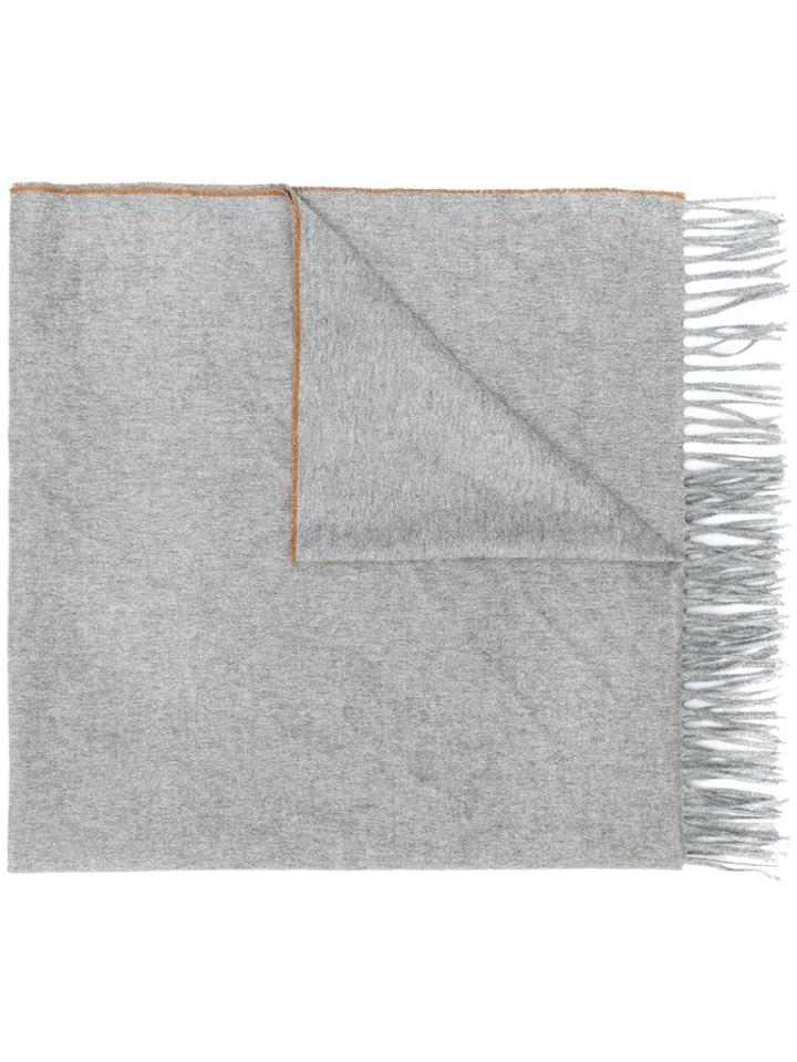 Max Mara Long Fringe Scarf - Grey