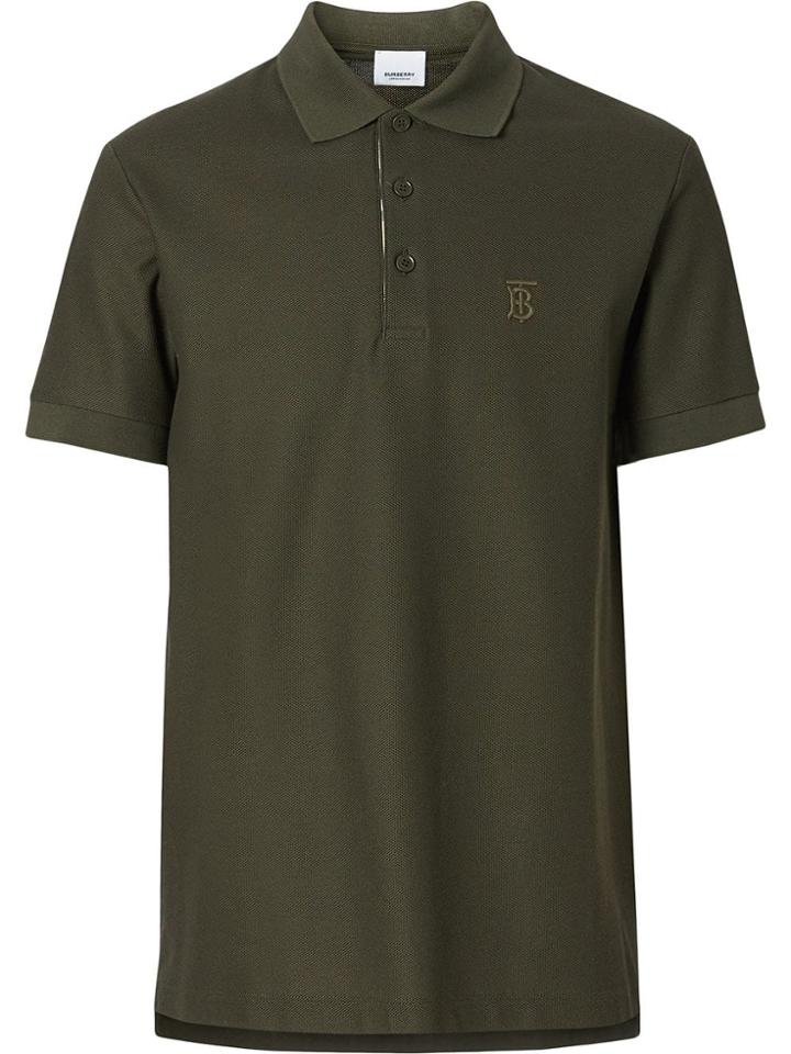 Burberry Monogram Motif Cotton Piqué Polo Shirt - Green