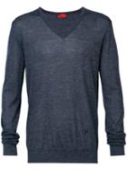 Isaia - V-neck Sweater - Men - Silk/hemp/cashmere - M, Blue, Silk/hemp/cashmere