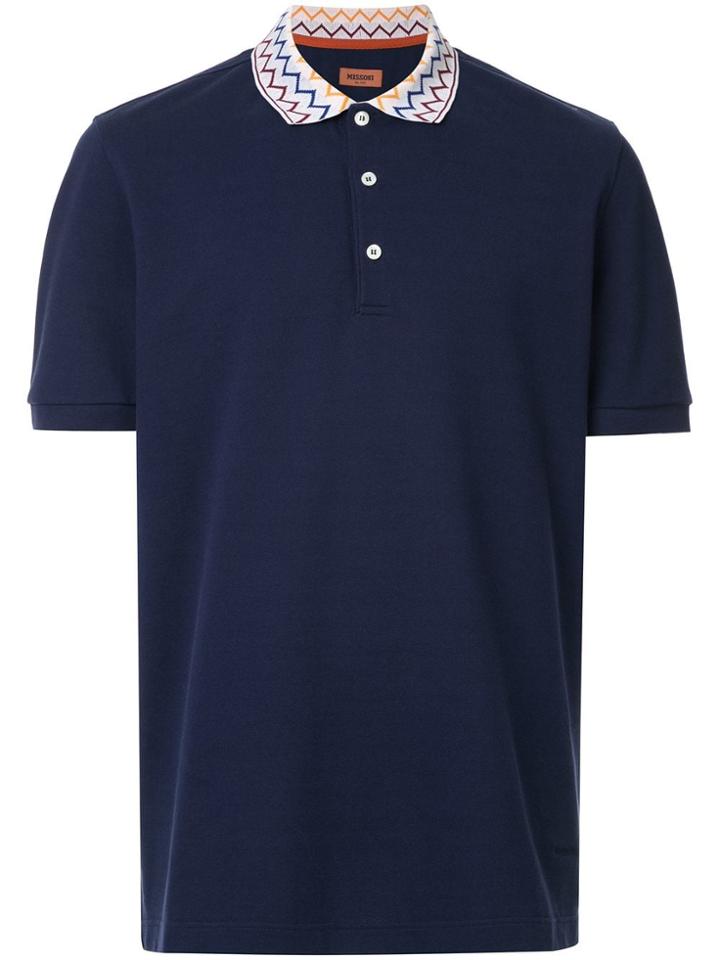 Missoni Printed Collar Polo Shirt - Blue