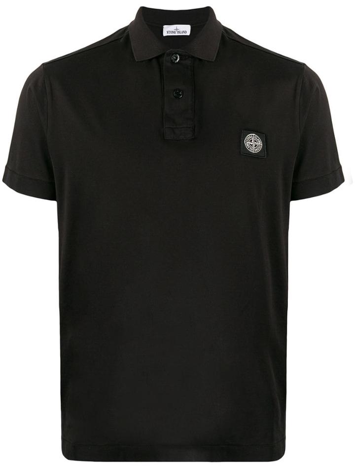 Stone Island Contrast Logo Polo Shirt - Black