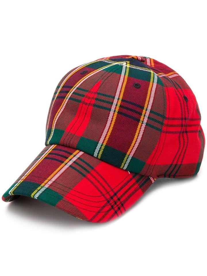 Alexander Mcqueen Signature Check Patchwork Baseball Hat - Red