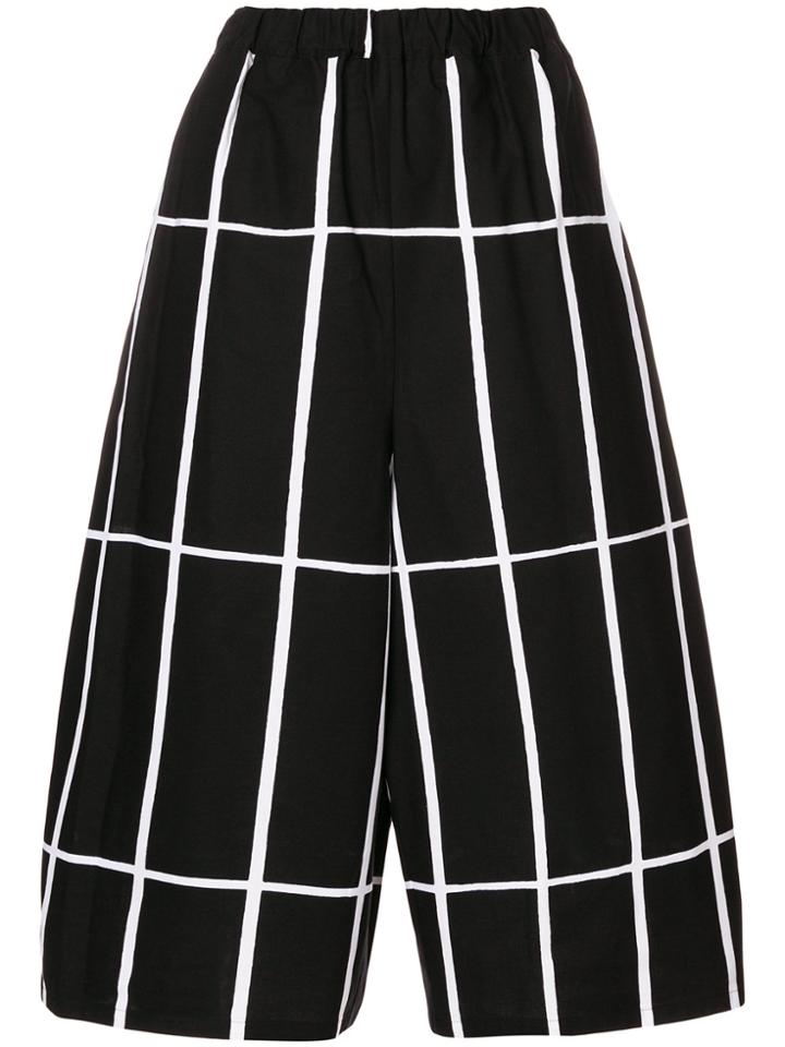 Junya Watanabe Comme Des Garçons Grid Print Cropped Trousers - Black