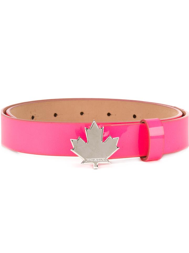 Dsquared2 Maple Leaf Buckle Belt - Pink & Purple