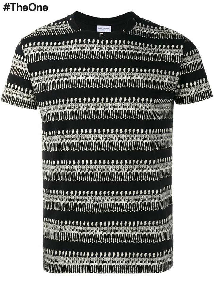 Saint Laurent Skeleton Print T-shirt, Men's, Size: Xs, Black, Cotton/metal