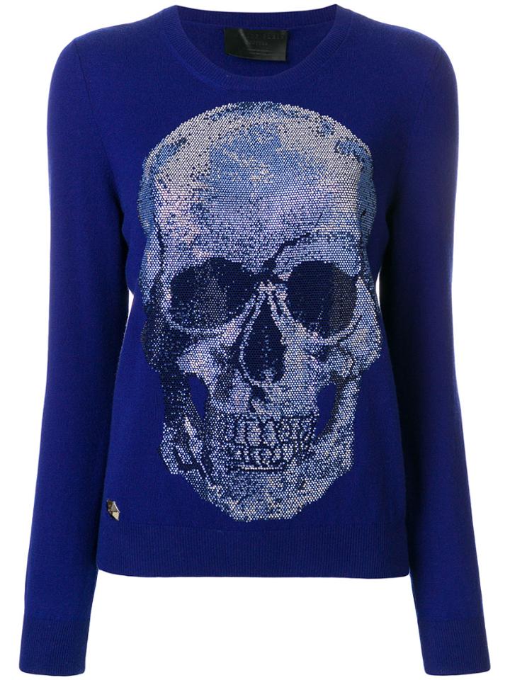 Philipp Plein Skull Embellished Jumper - Blue