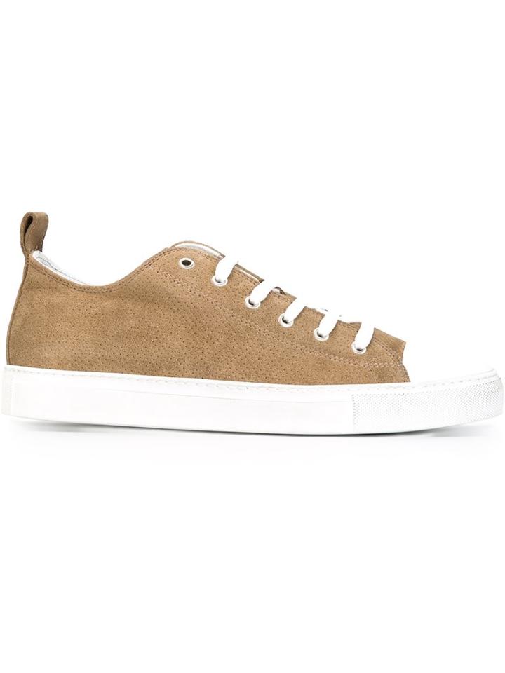Eleventy Perforated Low-top Sneakers, Men's, Size: 42, Nude/neutrals, Suede/leather/cotton/rubber