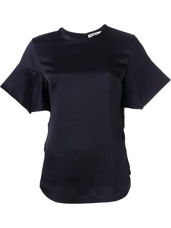 Jil Sander Structured Sleeve T-shirt, Women's, Size: 36, Blue, Acetate/viscose