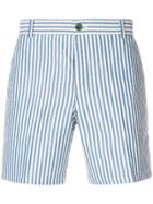 Thom Browne Striped Cuban Detail Wool Patch Shorts - Blue