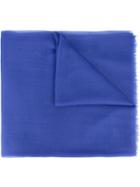 Salvatore Ferragamo Embroidered Logo Scarf, Women's, Blue, Cashmere