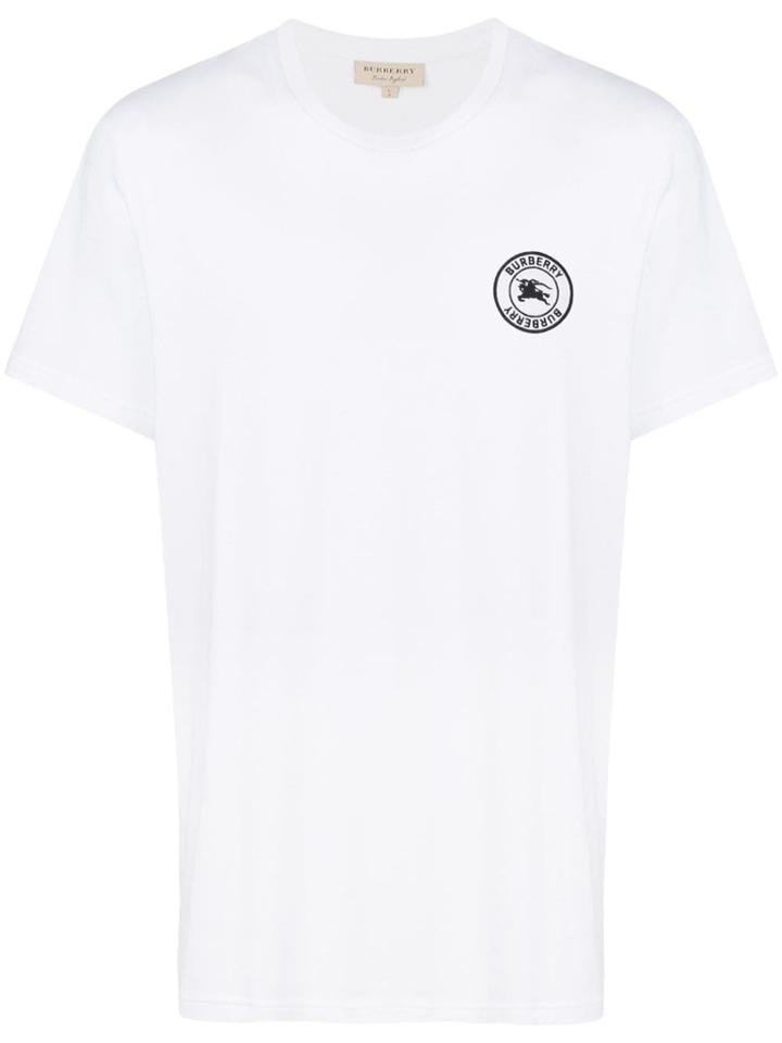 Burberry Embroidered Logo Cotton T-shirt - White