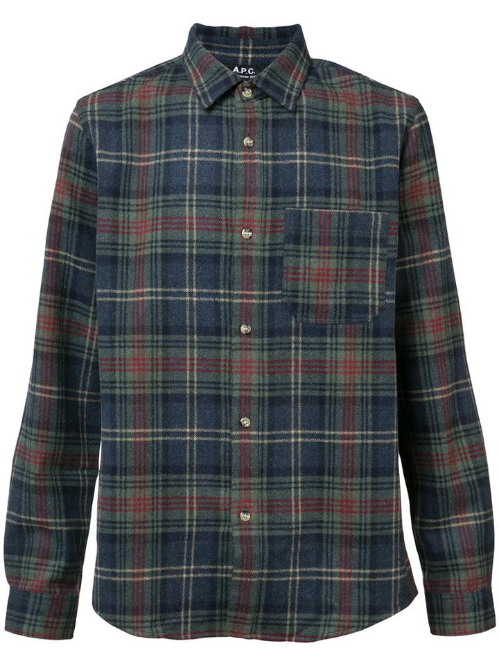 A.p.c. - Plaid Shirt - Men - Polyamide/wool - Xxl, Blue, Polyamide/wool