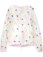 Si Jay Floral-embroidered Blouse - Pink & Purple