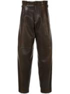 Issey Miyake Pre-owned 1980's Tapered Leather Trousers - Brown
