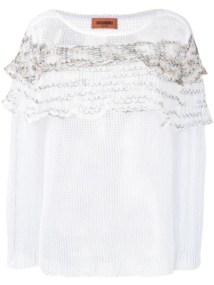Missoni Sheer Ruffle Sweater - White