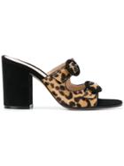 Gianvito Rossi Leopard Strappy Mules - Brown