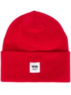 Wood Wood Logo Patch Beanie Hat - Red