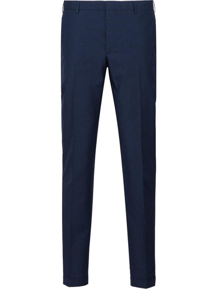 Prada Wool And Cotton Trousers - Blue