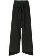 Comme Des Garçons Vintage Tied Wide-legged Cropped Trousers - Black