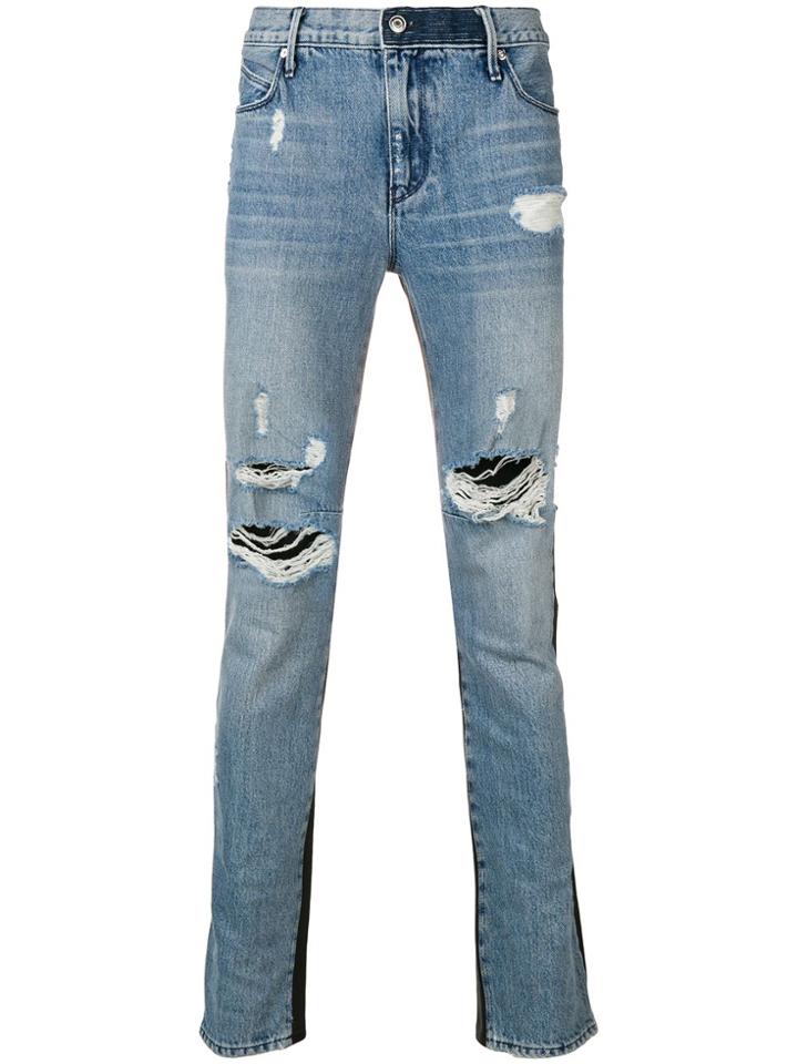 Rta Contrast Material Jeans - Blue