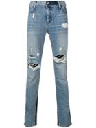 Rta Contrast Material Jeans - Blue