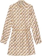 Gucci Silk Dress With Stirrups Print - Neutrals