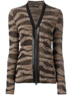 Tom Ford Zipped Cardigan, Women's, Size: Large, Brown, Polyester/viscose/lamb Skin