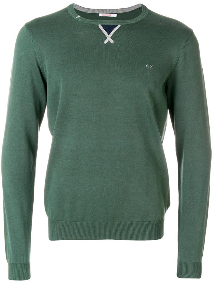 Sun 68 Contrast Detail Sweater - Green
