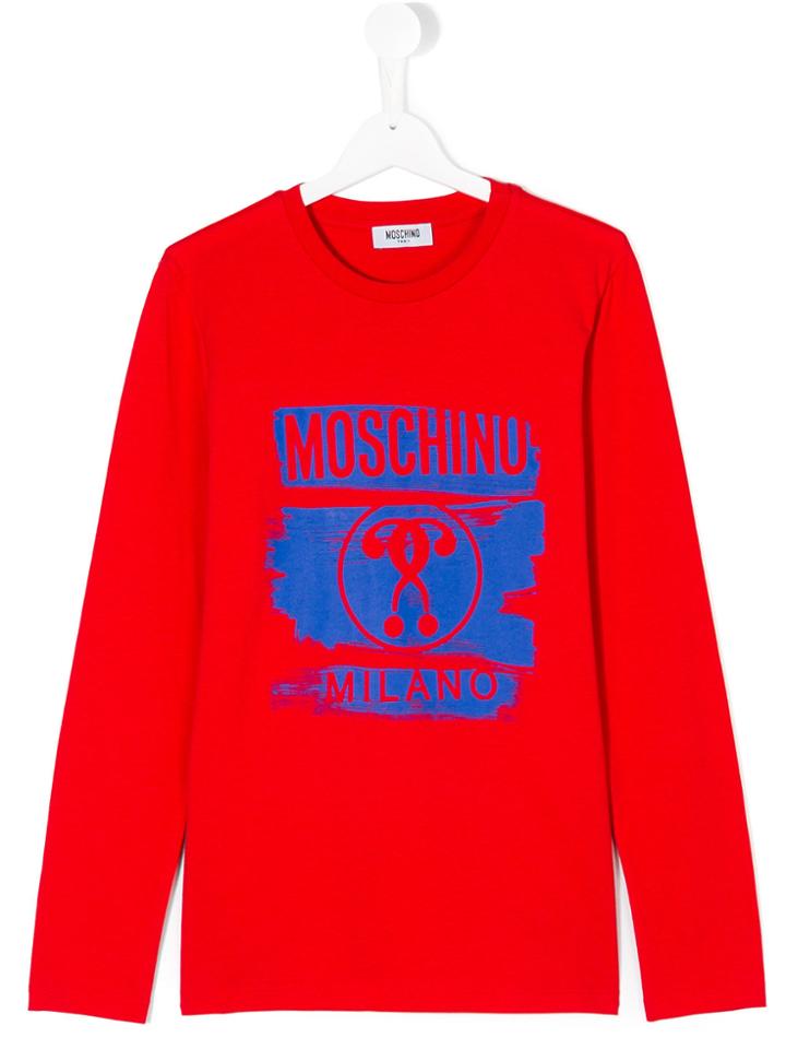 Moschino Kids Teen Long Sleeve Printed T-shirt - Red