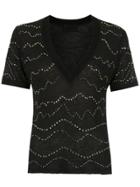 Andrea Bogosian Embellished Linen Top - Black