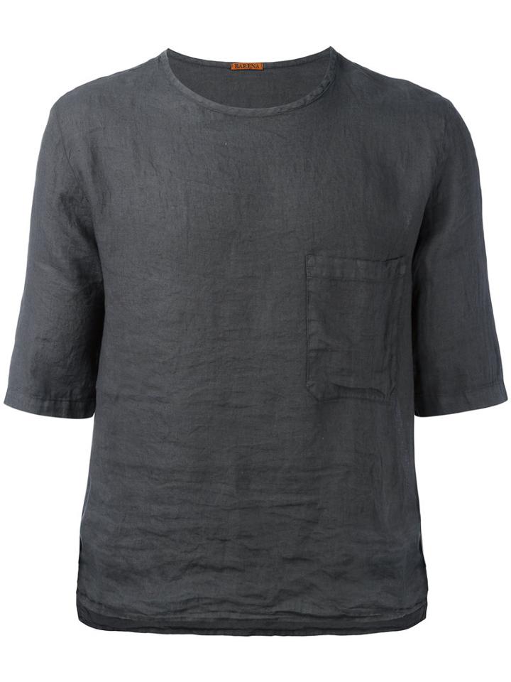 Barena Chest Pocket Boxy T-shirt, Men's, Size: 50, Grey, Linen/flax