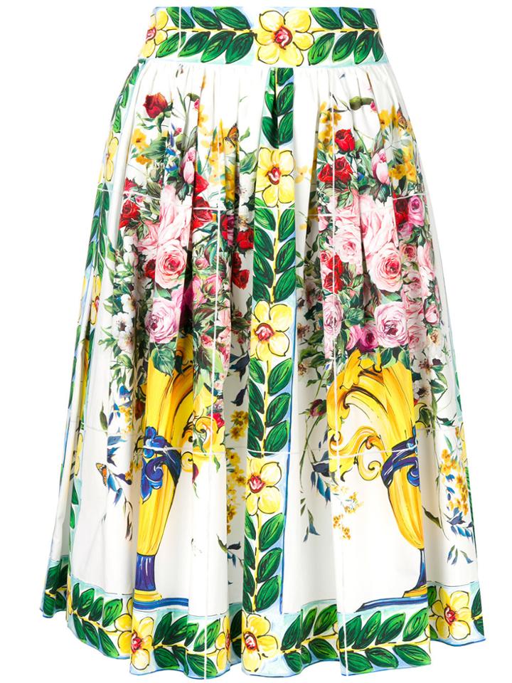 Dolce & Gabbana Floral Print Skirt - White