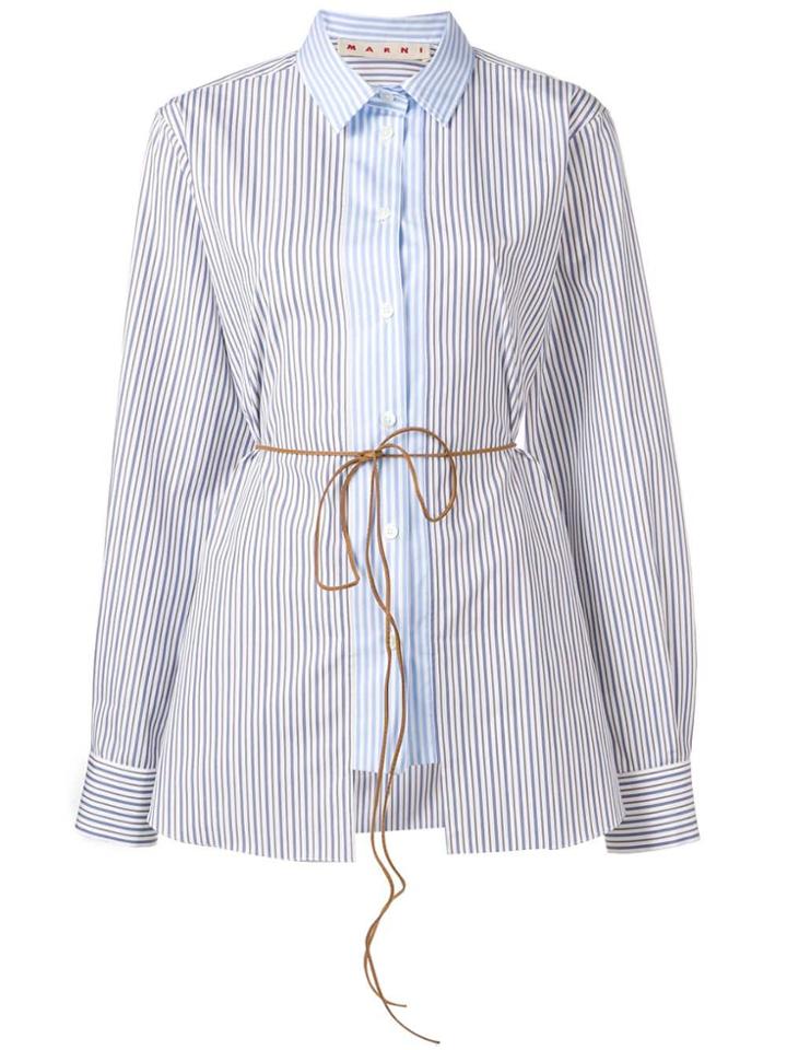 Marni Striped Tie Waist Shirt - Blue